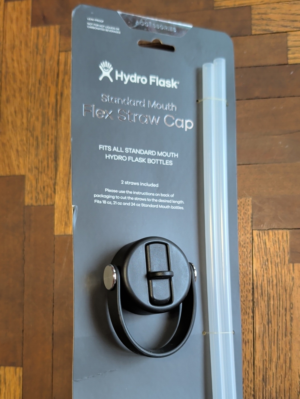 Hydro Flask Black Standard Mouth Flex Straw Cap with Clear Straws Mini